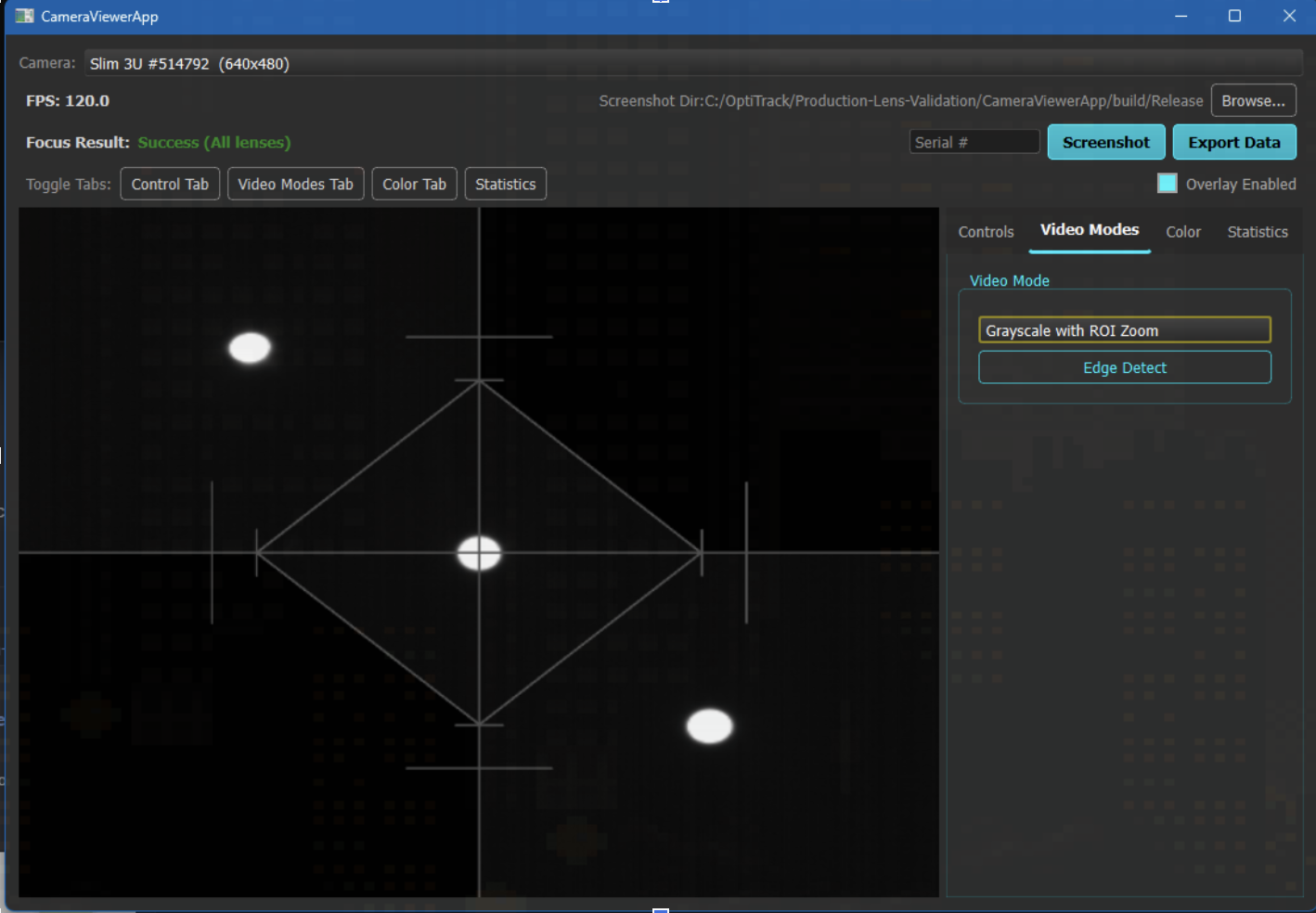 Quality control app for OptiTrack motion capture systems